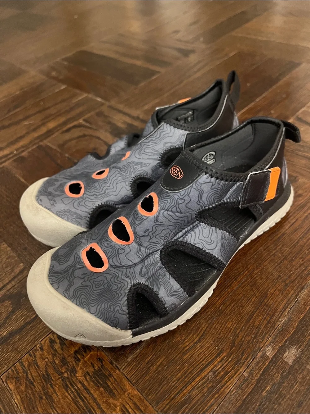 KEEN Kids Gray and Orange Slip-On Water Shoes